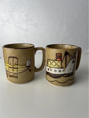 Vintage Westwood Japan “On the Move” Ceramic Mugs Set of 2